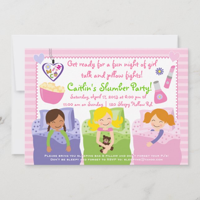 INVITACIÓN ¡FIESTA SLUMBER CON MIS AMIGOS! (Anverso)
