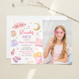 Invitación Fiesta Slumber Sleepover Chica Spa Cumpleaños Rosa