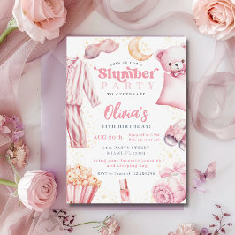 Invitación Fiesta Slumber Sleepover Chica Spa Nacimiento Rosa