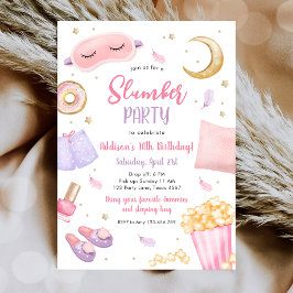 Invitación Fiesta Slumber Sleepover Chica Spa Nacimiento Rosa