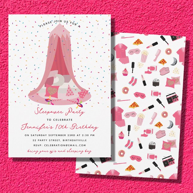 Invitación Fiesta Slumber Sleepover Niños con carpas Fiesta d (Slumber Party Sleepover Tent Kids Birthday Party Invitation)