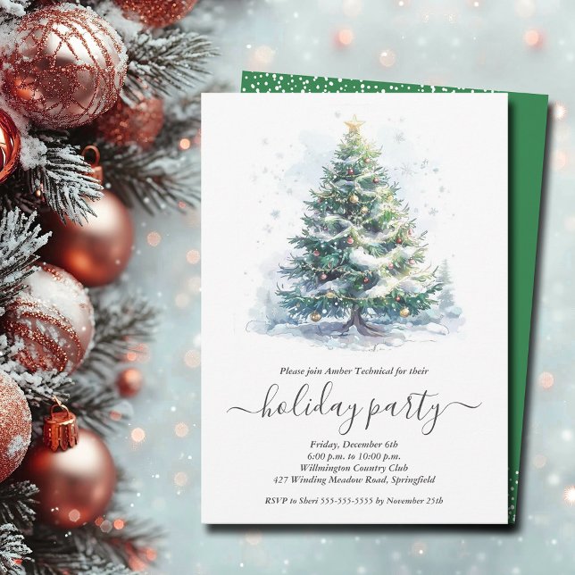 Invitación Fiesta Snowowly Christmas Tree (Snowy Christmas Tree Party Invitations - INSTANT DOWNLOAD and/or PRINTED)