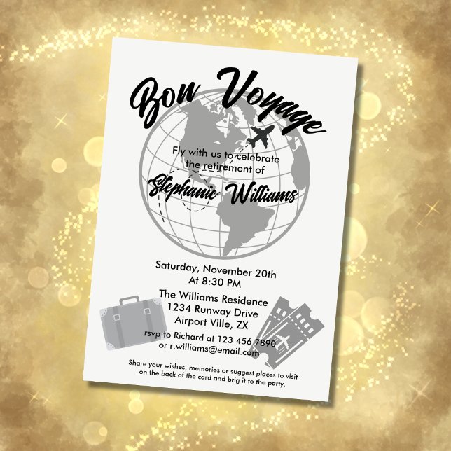 Invitación Fiesta sobre el tema del viaje de jubilación Bon V (Subido por el creador)