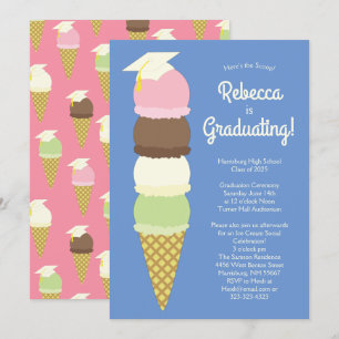 Invitación Fiesta Social de Graduación de Helado