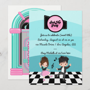 Invitación Fiesta Sock Hop