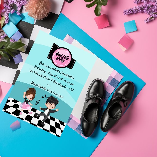 Invitación Fiesta Sock Hop (Subido por el creador)