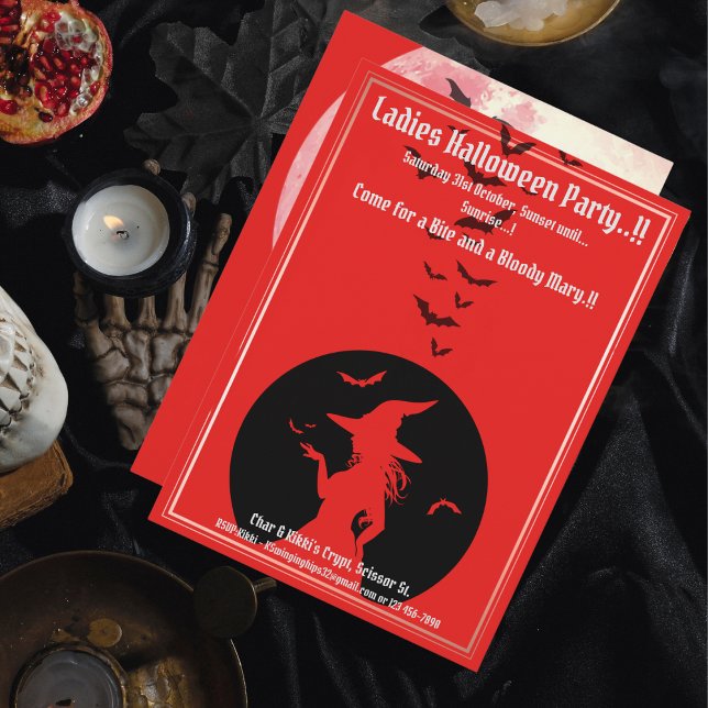 Invitación Fiesta Sólo de Halloween (Witches Only Halloween Party Invite)