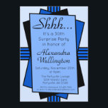 Invitación Fiesta sorprendido de Art Decó Azul Cumpleaños<br><div class="desc">Utilice la invitación de cumpleaños del Fiesta Blue Art Deco Surprise para invitar a los huéspedes a una fiesta de cumpleaños. Personalice esta elegante invitación clásica de cumpleaños minimalista con un sencillo borde geométrico azul con el nombre de la persona de cumpleaños y los detalles del fiesta.</div>