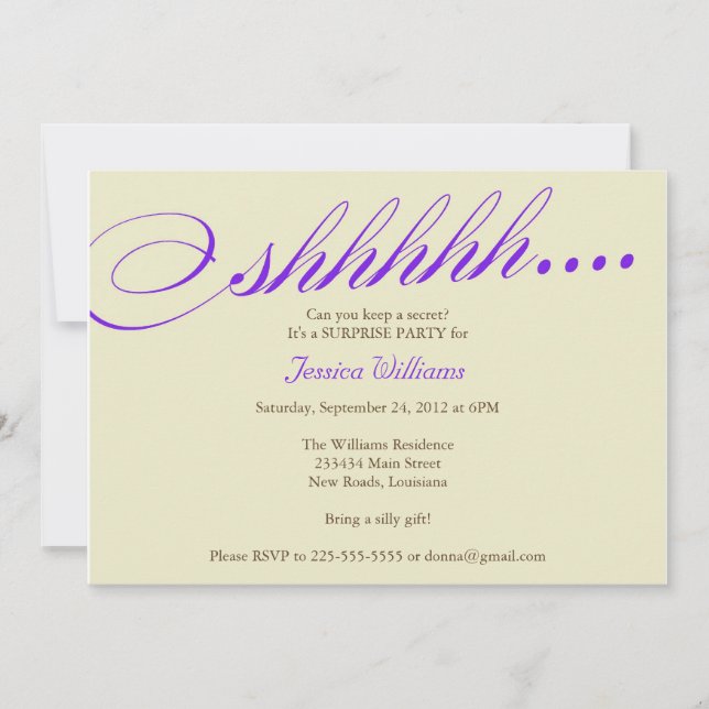 Invitación Fiesta sorpresa (Anverso)