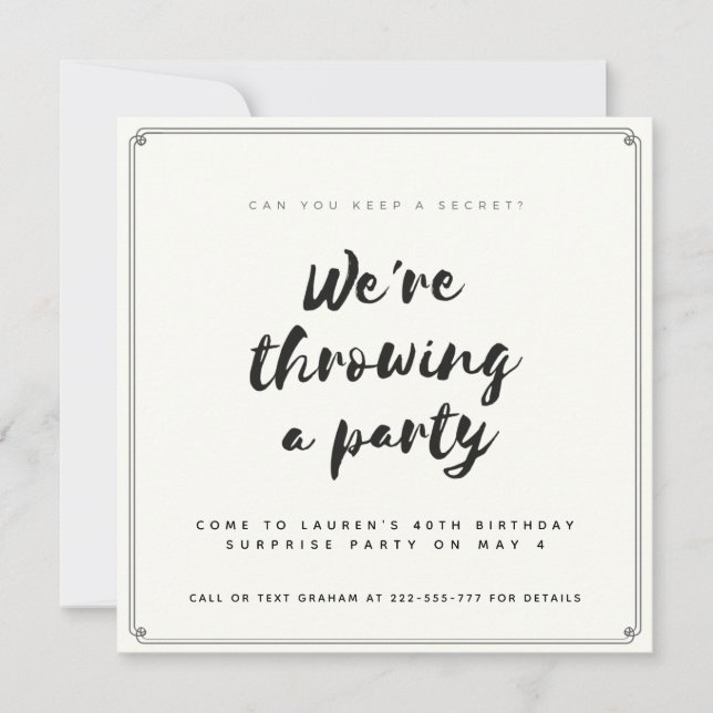 Invitación Fiesta sorpresa (Anverso)