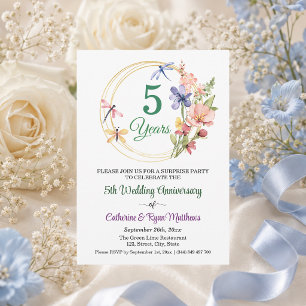 Invitación Fiesta Sorpresa 5º Aniversario de Boda Floral
