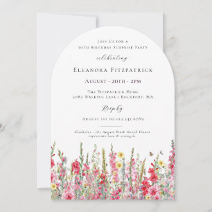 Invitación Fiesta SORPRESA 50 cumpleaños agosto flor de parto