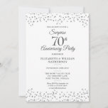 Invitación Fiesta sorpresa 70° aniversario Boda<br><div class="desc">Con delicados corazones de amor confetti. Personalice con su especial información fiesta de 70 años de aniversario de platino en letras de moda. Diseñado por Thisisnotme©</div>