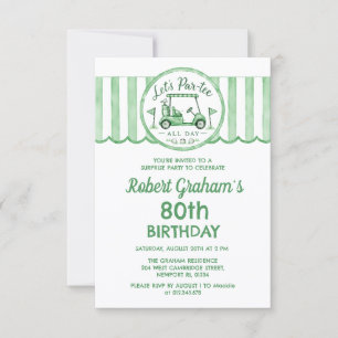 Invitación FIESTA SORPRESA ASECQUIBLE Cumpleaños 80 Golf Tema