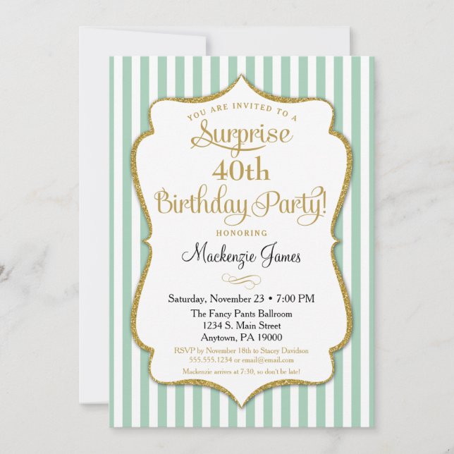 Invitación Fiesta sorpresa Cumpleaños Moneda de la Seafoam Or (Anverso)