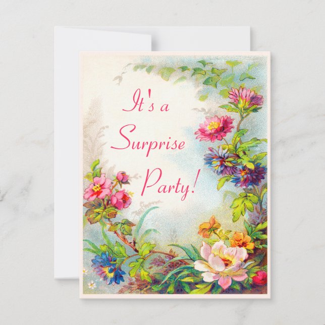 Invitación Fiesta sorpresa Dahlias Peonies Jardín Victoriano (Anverso)