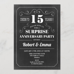 Invitación Fiesta sorpresa de 15º aniversario - Pizarra