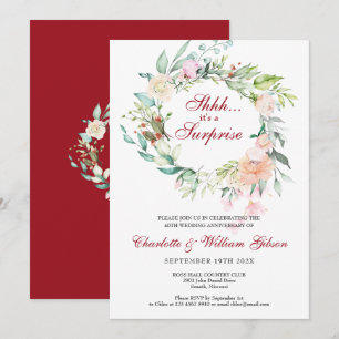 Invitación Fiesta sorpresa de 40 aniversario de bodas de rubí