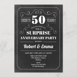 Invitación Fiesta sorpresa de 50 aniversario - Pizarra
