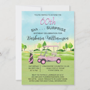Invitación Fiesta sorpresa de 60 cumpleaños tema golfista dam