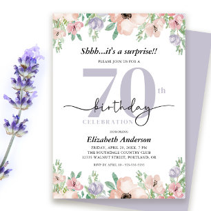 Invitación Fiesta sorpresa de 70 cumpleaños elegante floral p