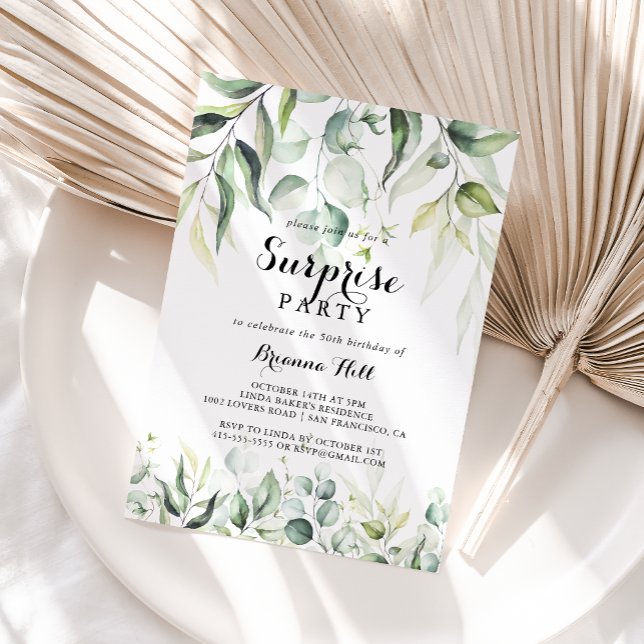 Invitación Fiesta Sorpresa de Agua Eucalyptus Greenery (Subido por el creador)