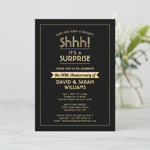 Invitación Fiesta Sorpresa de Aniversario con Estilo Negro y 