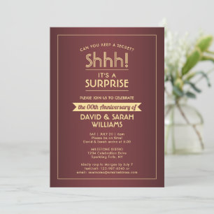 Invitación Fiesta Sorpresa de Aniversario Elegante Burgundy y
