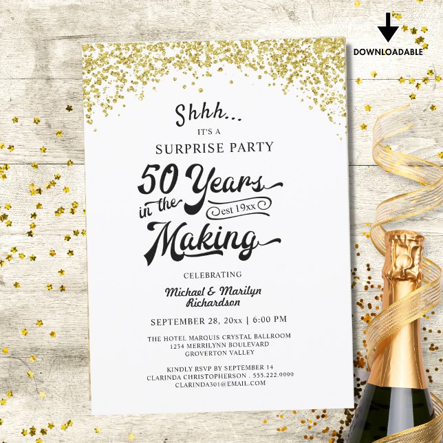 Invitación Fiesta Sorpresa de Aniversario Número 50 Confeti D (Subido por el creador)