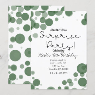 Invitación Fiesta sorpresa de burbujas de puntos de polka bla