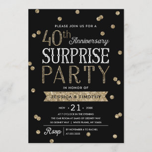 Invitación Fiesta Sorpresa de Confeti Brillante por el 40 Ani
