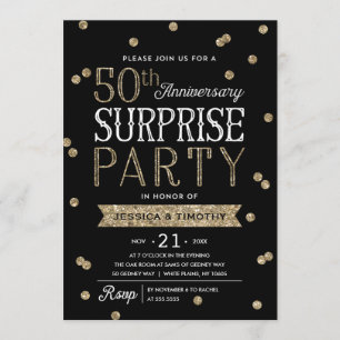 Invitación Fiesta Sorpresa de Confeti Brillante por el 50 Ani