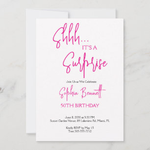Invitación Fiesta sorpresa de cumpleaños 50 Script Pink
