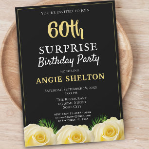 Invitación Fiesta Sorpresa de Cumpleaños 60 Flor de Rosa Amar