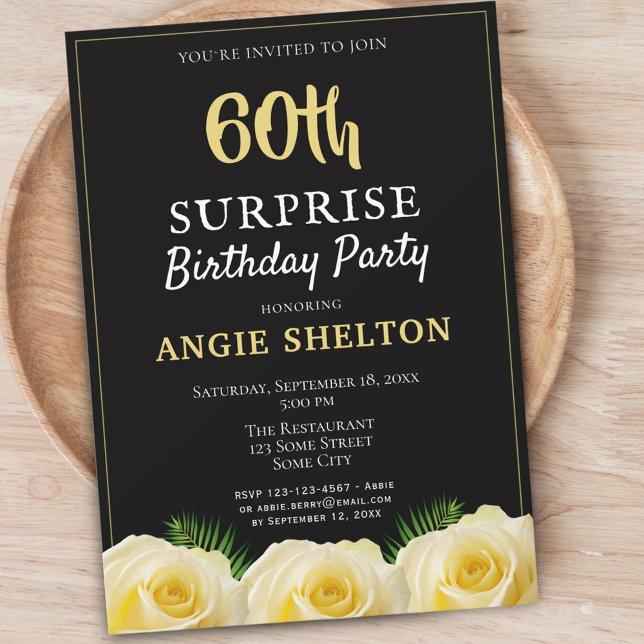 Invitación Fiesta Sorpresa de Cumpleaños 60 Flor de Rosa Amar (Subido por el creador)