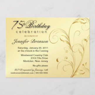 Invitación Fiesta sorpresa de cumpleaños 75 - Elegante floral