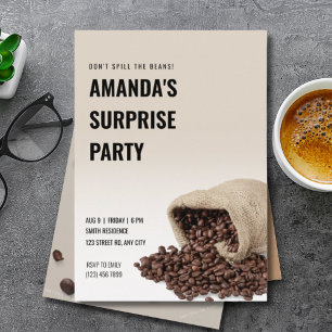 Invitación Fiesta sorpresa de cumpleaños, adulto, desayuno co