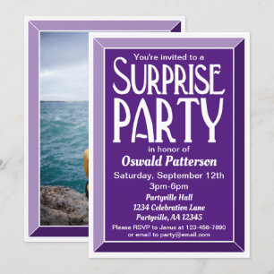 Invitación Fiesta sorpresa de cumpleaños con foto de color mo