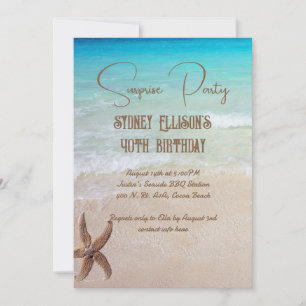 Invitación Fiesta Sorpresa de Escena de Playa con Edad Person