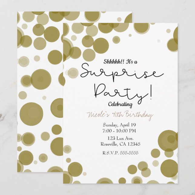 Invitación Fiesta sorpresa de las burbujas de puntos de polka (Anverso / Reverso)