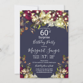 Invitación Fiesta sorpresa de rosas de acuarela Marsala y mar