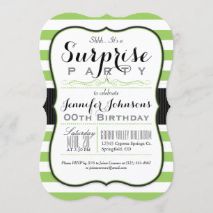 Invitación Fiesta sorpresa de tiras blancas y verdes