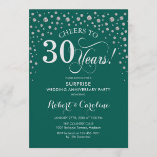 Invitación Fiesta sorpresa del 30 aniversario - Verde esmeral