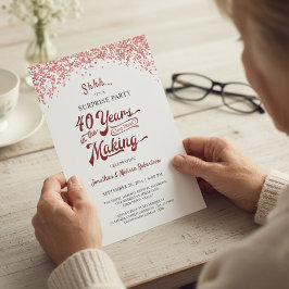 Invitación Fiesta Sorpresa del 40 Aniversario Confeti Rojo Ru