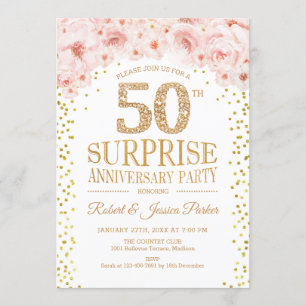 Invitación Fiesta Sorpresa del 50 Aniversario - Oro Blanco