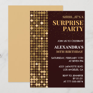 Invitación Fiesta sorpresa elegante con brillo Cumpleaños dor