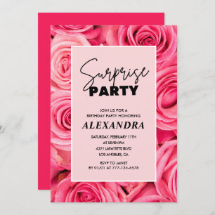 Invitación Fiesta sorpresa Floral rosa 42 cumpleaños