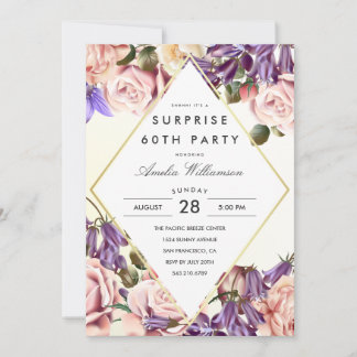 Invitación Fiesta sorpresa | Hermosos Bluebells y Rosas