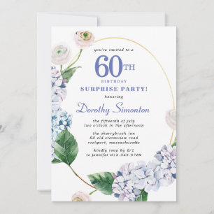 Invitación Fiesta Sorpresa Hydrangea Rosa 60 cumpleaños