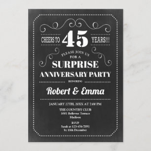 Invitación Fiesta Sorpresa por el 45 Aniversario - Pizarra